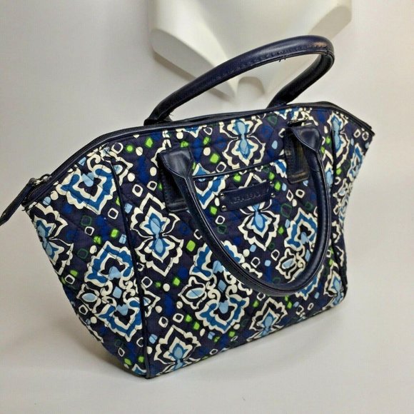 Vera Bradley Signature Print Trapeze Tote Ink Blue - Picture 1 of 10